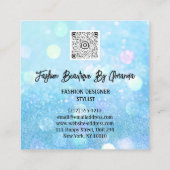 Mode Dress Logo QR-code Glitter Pink Dress Blue Vierkante Visitekaartje (Achterkant)