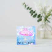 Mode Dress Logo QR-code Glitter Pink Dress Blue Vierkante Visitekaartje (Staand voorkant)