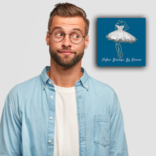 Mode Dress Logo QR Code Gray Silver Dress Navy Vierkante Visitekaartje