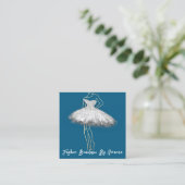 Mode Dress Logo QR Code Gray Silver Dress Navy Vierkante Visitekaartje (Staand voorkant)