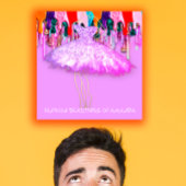 Mode Dress Logo QR Code Roze Glitter Drivers Vierkante Visitekaartje