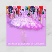 Mode Dress Logo QR Code Roze Glitter Drivers Vierkante Visitekaartje (Voorkant)