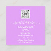 Mode Dress Logo QR Code Roze Glitter Drivers Vierkante Visitekaartje (Achterkant)