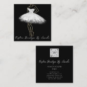 Mode Dress Logo QR-code Silver Grey Black White Vierkante Visitekaartje (Voorkant / Achterkant)