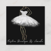 Mode Dress Logo QR-code Silver Grey Black White Vierkante Visitekaartje (Voorkant)