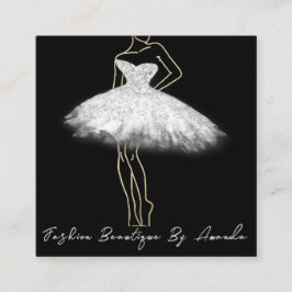 Mode Dress Logo QR-code Silver Grey Black White Vierkante Visitekaartje