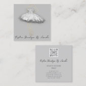 Mode Dress Logo QR-code Silver Grey Gold Body Vierkante Visitekaartje (Voorkant / Achterkant)