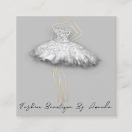 Mode Dress Logo QR-code Silver Grey Gold Body Vierkante Visitekaartje