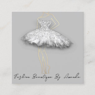 Mode Dress Logo QR-code Silver Grey Gold Body Vierkante Visitekaartje