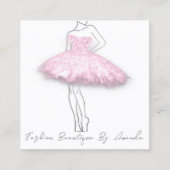 Mode Dress Logo QR-code Zilver grijs roze Vierkante Visitekaartje (Voorkant)