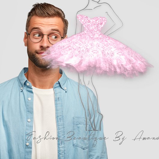 Mode Dress Logo QR-code Zilver grijs roze Vierkante Visitekaartje