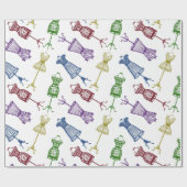 Mode Dress Mannequins Glitter Cadeaupapier (Vlak)