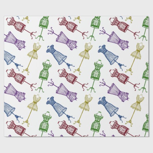 Mode Dress Mannequins Glitter Cadeaupapier (Vlak)