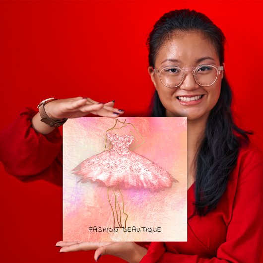 Mode Dress Pin Glass Logo QR Code Vierkante Visitekaartje