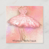 Mode Dress Pin Glass Logo QR Code Vierkante Visitekaartje (Voorkant)