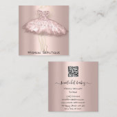 Mode Dress Roos Blush Logo QR Code Body Vierkante Visitekaartje (Voorkant / Achterkant)