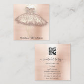 Mode Dress Roos Gold Logo QR Stylist Body Vierkante Visitekaartje (Voorkant / Achterkant)