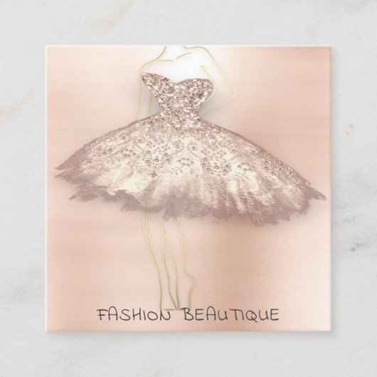 Mode Dress Roos Gold Logo QR Stylist Body Vierkante Visitekaartje (Voorkant)