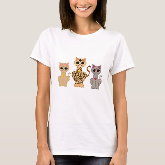 Mode Drie Moppige Katten T-shirt (Voorkant)