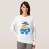 Mode Emoji in blauw maken met winkelen T-shirt (Voorkant volledig)