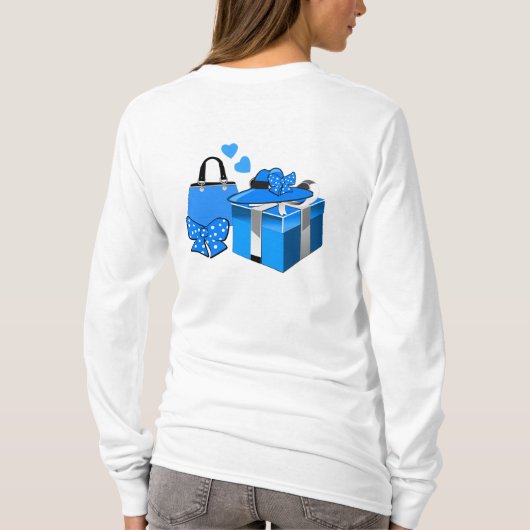 Mode Emoji in blauw maken met winkelen T-shirt (Achterkant)