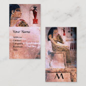 MODE EN BEAUTY ANTIEK EGYPTE MONOGRAM, roze Visitekaartje (Voorkant / Achterkant)