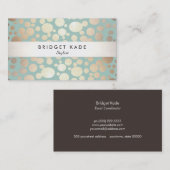 Mode en Beauty Gold Turquoise Circle Pattern Visitekaartje (Voorkant / Achterkant)