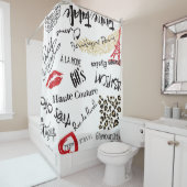 Mode en glamour in Parijs, naadloos patroon Douchegordijn (In situ)