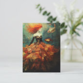 Mode en goudvis rood haar dame briefkaart (Staand voorkant)