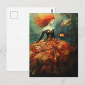 Mode en goudvis rood haar dame briefkaart (Voorkant / Achterkant)
