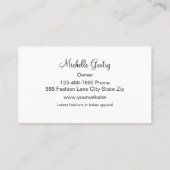 Mode en stijl visitekaartje (Achterkant)