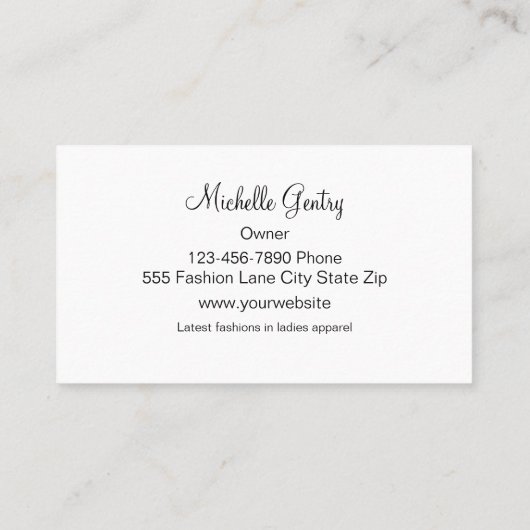 Mode en stijl visitekaartje (Achterkant)