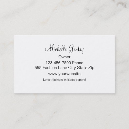 Mode en stijlvol Visitekaartje (Achterkant)