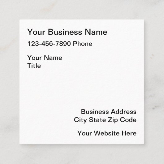 Mode- en winkelcontainer vierkante visitekaartje (Achterkant)