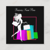 Mode- en winkelcontainer vierkante visitekaartje (Voorkant)