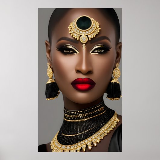 Mode Exotic African gold Black juwelier Poster (Voorkant)