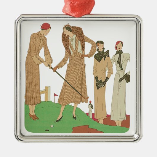 mode Fashionable Dames die Golf spelen Metalen Ornament (Voorkant)