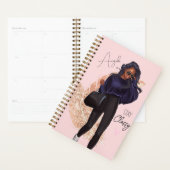 Mode Faux Glitter Girl Red Hair Brown Pink Planner (Display)