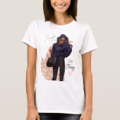 Mode Faux Glitter Girl Red Hair Brown Pink T-shirt (Voorkant)