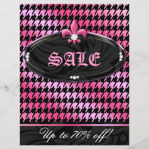 Mode Feest Houndstooth Fleur de lis Roze Lente Flyer