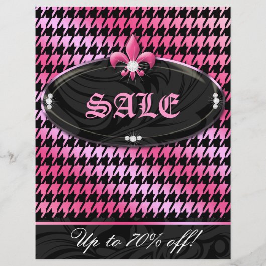 Mode Feest Houndstooth Fleur de lis Roze Lente Flyer (Voorkant)