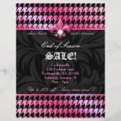 Mode Feest Houndstooth Fleur de lis Roze Lente Flyer (Achterkant)