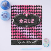 Mode Feest Houndstooth Fleur de lis Roze Lente Flyer (Enkel)
