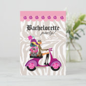 Mode Feest Uitnodiging Scooter Vrouw Zebra Blond (Staand voorkant)