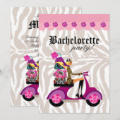 Mode Feest Uitnodiging Scooter Vrouw Zebra Blond (Voorkant / Achterkant)
