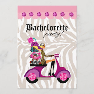 Mode Feest Uitnodiging Scooter Vrouw Zebra Blond