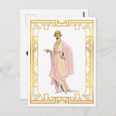  Mode Flapper Pink Tea Time Dress Briefkaart (Voorkant / Achterkant)