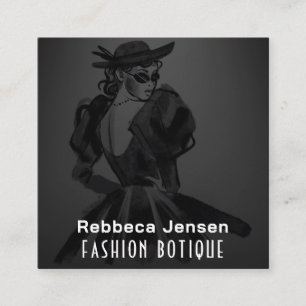 Mode Floral Black Gold Logo QR Stylist Body Vierkante Visitekaartje