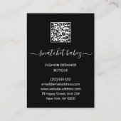 Mode Floral Black Gold Logo QR Stylist Body Visitekaartje (Achterkant)