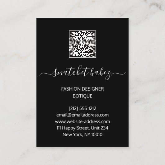 Mode Floral Black Gold Logo QR Stylist Body Visitekaartje (Achterkant)